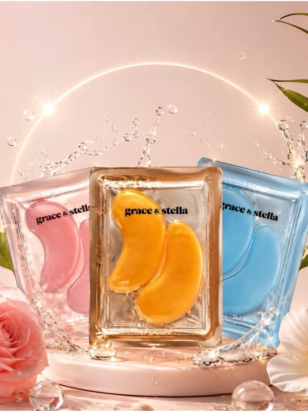 grace & stella Hydrating Eye Gel Patches (24) - Gold, Pink & Blue